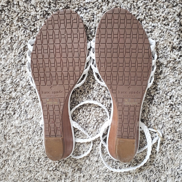 Kate Spade Women's Valencia Braided Strappy Wedge Sandals in White Nappa Size‎ 7 - Picture 7 of 9